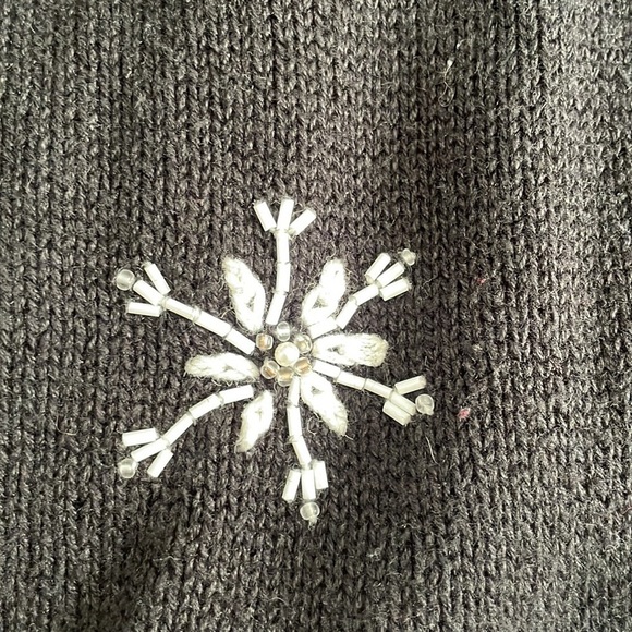 Classic elements vintage vtg beaded snowflake black Santa ugly Christmas sweater - Picture 3 of 16